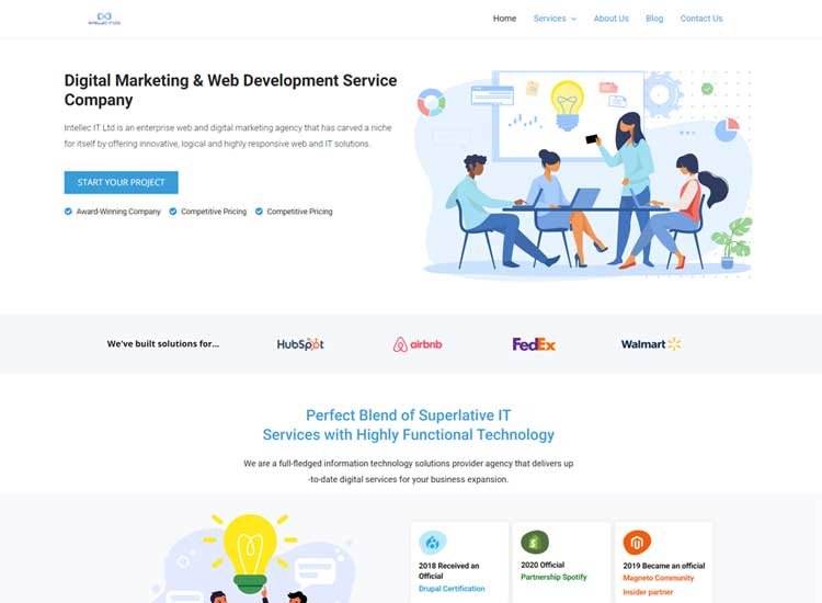 Custom website development for Intellec IT